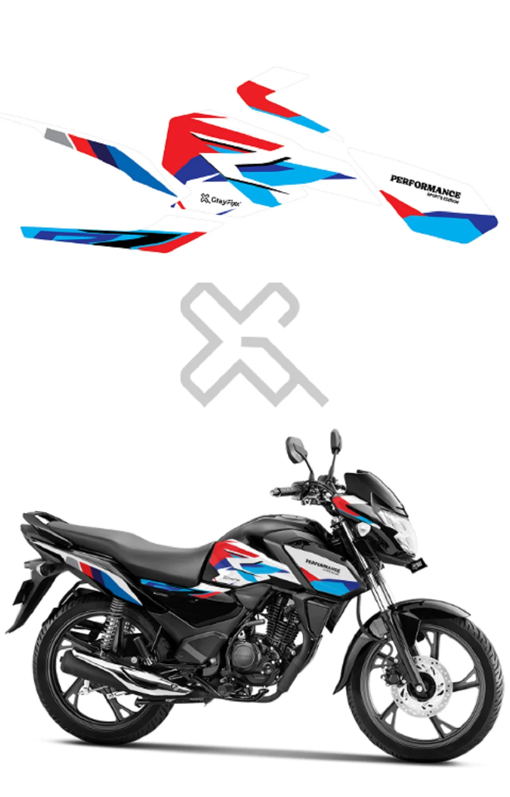 R Edition Half Body Sticker Compatible with Shine SP 125 | Made In Premium Gloss Vinyl With FPF(Fade Protection Film), Water Proof, Precut Sticker, Pack Of 1 Compatible with Both Side